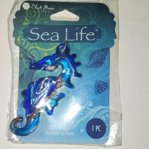 New Blue Moon glass sea life seahorse pendent